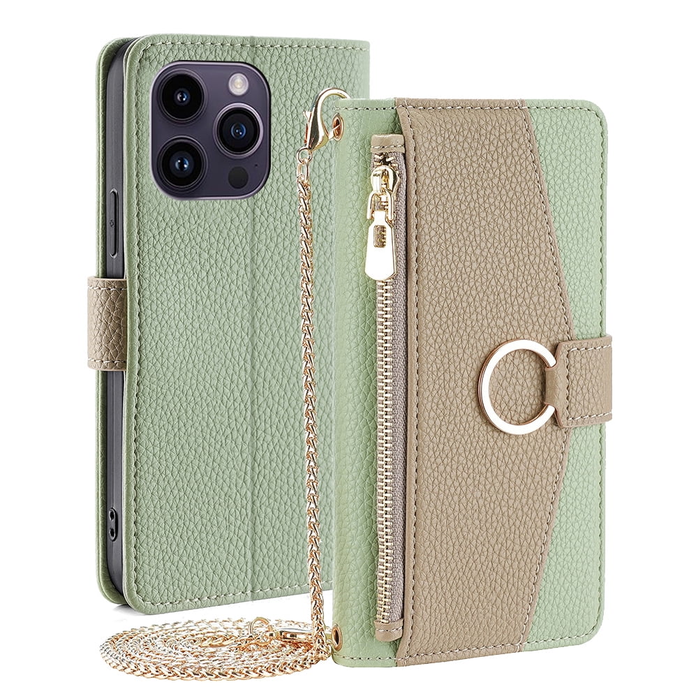 TECH CIRCLE For Samsung Galaxy A51 4G Wallet Case,PU Leather Flip Folio Stand Card Holder Zipper Ring Magnetic Protective Phone Case with Lanyard Strap Women Case for Galaxy A51 4G 6.5" 2019,Green