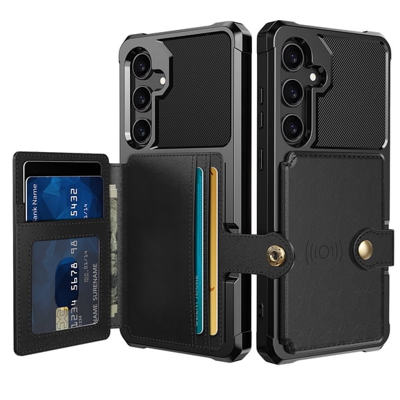 TECH CIRCLE for Samsung Galaxy A52 5G (6.5", 2021) Shockproof Case with Flip Wallet (Magnetic Closure), 4 Card Slots, Compatible with Magnetic Car Mount, Drop Proof Protective Slim Case, Black