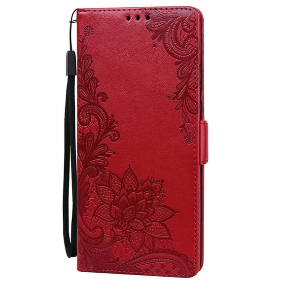 TECH CIRCLE Samsung Galaxy A53 5G Case,Premium PU Leather Flowers Embossed Wallet Case with Wrist Strap Card Slots Kickstand Flip Phone Cover for Samsung Galaxy A53 5G 6.5" 2022,Red