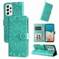 thumbnail image 1 of TECH CIRCLE Samsung Galaxy A53 5G Case,Sun Pattern Embossed PU Leather Magnetic Flip Cover Card Holders Hand Strap Wallet Purse Case for Samsung Galaxy A53 5G, Green, 1 of 9