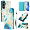 thumbnail image 1 of TECH CIRCLE for Samsung Galaxy A54 5G Case 6.4" (2023 Release), Cute Cartoon Flip Wallet Case with Lanyard, Built-in Card Slots & Stand Function, Portable Lightweight Slim Folio Cover, Blue Flower, 1 of 3