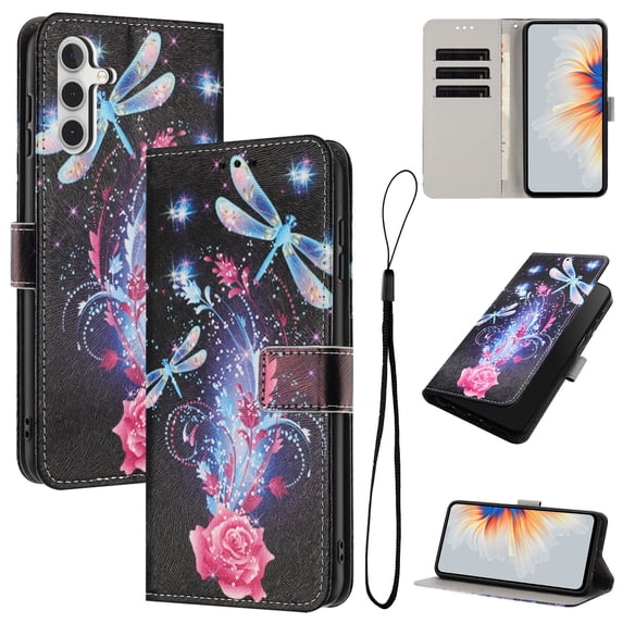 TECH CIRCLE for Samsung Galaxy A57 PU Leather Hybrid Wallet Case with 3 Credit Card Slot & 1 Cash Slot Flip Stand Magnetic Closure 3D Painted Full Body Shockproof Protective Cover,F