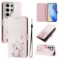 thumbnail image 1 of TECH CIRCLE for Samsung Galaxy A71 5G Case 6.7" (2020 Release), Cute Cartoon Flip Wallet Case with Lanyard, Built-in Card Slots & Stand Function, Portable Lightweight Slim Cover, Pink Cat, 1 of 3