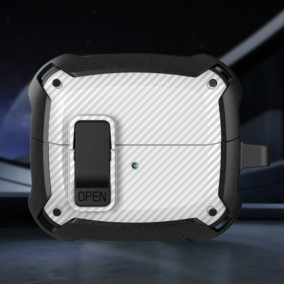 TECH CIRCLE for Samsung Galaxy Buds 3 Pro/Buds 3 Case Cover 2024 with Secure Lock Clip, Full Body Shockproof Shell Protection Hard Cover Shell with Carabiner for Men Women,White