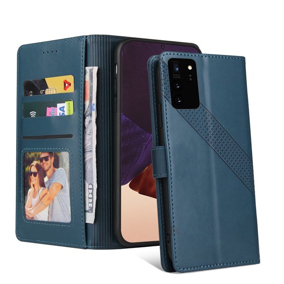 TECH CIRCLE For Samsung Galaxy Note 20 Ultra Wallet Case,Luxury Stylish PU Leather Shockproof Magnetic Flip Holder Credit Card Slots Drop Protection Cover.For Samsung Galaxy Note 20 Ultra,Blue