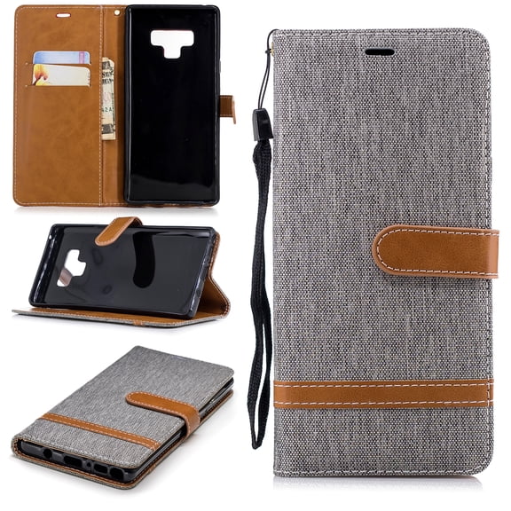 TECH CIRCLE For Samsung Galaxy Note 8 Wallet Case,Flip Folio Shockproof Protective Cover with Card Holder Kickstand Purse Wrist Strap Phone Case for Samsung Galaxy Note 8 6.3" 2017,Gray