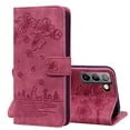 thumbnail image 1 of TECH CIRCLE for Samsung Galaxy S22 Cover, [Embossed Kitten Flower] [Shock-Absorbent Bumper] [Card Slots] [Kickstand] [Magnetic Closure] Flip Folio Soft TPU Back Cover for Samsung S22 5G 6.1", Red, 1 of 5