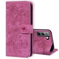 thumbnail image 1 of TECH CIRCLE for Samsung Galaxy S22 Cover, [Embossed Kitten Flower] [Shock-Absorbent Bumper] [Card Slots] [Kickstand] [Magnetic Closure] Flip Folio Soft TPU Back Cover for Samsung S22 5G 6.1", Rose, 1 of 5