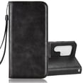 thumbnail image 1 of TECH CIRCLE for Samsung Galaxy S22 Ultra 6.8" 2022 Case, PU Leather Flip Wallet Case with Cart Slot Kickstand & Wrist Strap Shockproof Protective Case for Samsung S22 Ultra Women Men, Black, 1 of 9