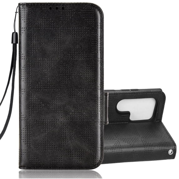 TECH CIRCLE for Samsung Galaxy S22 Ultra 6.8" 2022 Case, PU Leather Flip Wallet Case with Cart Slot Kickstand & Wrist Strap Shockproof Protective Case for Samsung S22 Ultra Women Men, Black