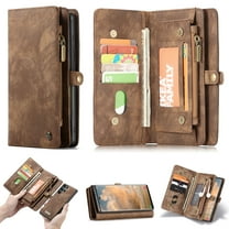 TECH CIRCLE Samsung Galaxy S22 Ultra Case,Galaxy S22 Ultra Wallet Case with Card Holder Kickstand Zipper Pocket Lanyard Strap Wristlet PU Leather Flip Case Wallet for Galaxy S22 Ultra 6.8 incDarkbrown