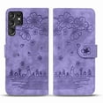thumbnail image 1 of TECH CIRCLE for Samsung Galaxy S22 Ultra Wallet Case, Embossed Premium PU Leather Wallet Flip Protective Phone Case Cover with Card Slots and Stand for Samsung S22 Ultra, Purple, 1 of 6