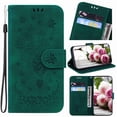 thumbnail image 1 of TECH CIRCLE for Samsung Galaxy S22 Ultra Wallet case,PU Leather Case Sun Flower Pattern Embossed Purse Kickstand Flip Cover Card Holders Hand Strap for Samsung Galaxy S22 Ultra, Green, 1 of 6