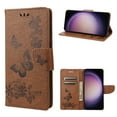thumbnail image 1 of TECH CIRCLE for Samsung Galaxy S23 5G Wallet Case,Butterfly Flower Embossed PU Leather Magnetic Flip Kickstand Shockproof Cover with Card Slots & Wrist Strap for Samsung S23 5G, Brown, 1 of 7