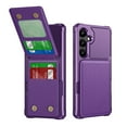 thumbnail image 1 of TECH CIRCLE for Samsung Galaxy S23 Case 6.1" 2023, Plastic/PU Leather Phone Case with Magnetic Button Closure Credit Card Holder Slots, Wallet/Kickstand Function, Lightweight Protective Cover, Purple, 1 of 8