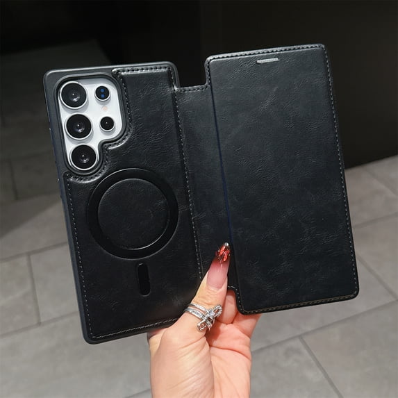 TECH CIRCLE For Samsung Galaxy S23 Plus Flip Wallet Phone Case 6.6" 2023 with 3 Card Slots, RFID Blocking, Compatible with MagSafe, Magnetic Closure, PU Leather Protective Lightweight Cover, Black