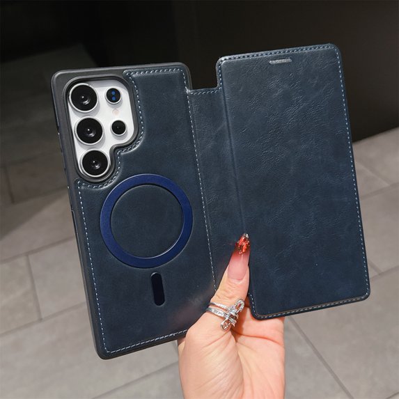 TECH CIRCLE For Samsung Galaxy S23 Plus Flip Wallet Phone Case 6.6" 2023 with 3 Card Slots, RFID Blocking, Compatible with MagSafe, Magnetic Closure, PU Leather Protective Lightweight Cover, Blue