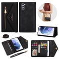 thumbnail image 1 of TECH CIRCLE Samsung Galaxy S23 Plus Wallet Case for Women Girl Zipper Purse Magnetic Flip Folio Cover with Card Holder Shoulder Strap PU Leather Crossbody Lanyard Phone Pouch Shockproof Cover, Black, 1 of 10