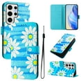 thumbnail image 1 of TECH CIRCLE for Samsung Galaxy S23 Ultra Case 6.8" (2023 Release), Cute Cartoon Flip Wallet Case with Lanyard, Built-in Card Slots & Stand Function, Portable Lightweight Slim Folio Cover, Blue Daisy, 1 of 3