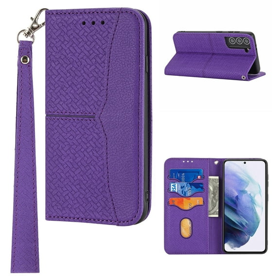 TECH CIRCLE for Samsung Galaxy S23 Wallet Case,Shockproof Magnetic Closure PU Leather Folding Stand Drop-proof Protective Cover with Wristlet Strap Card Holder for Galaxy S23 6.1" 2023, Purple