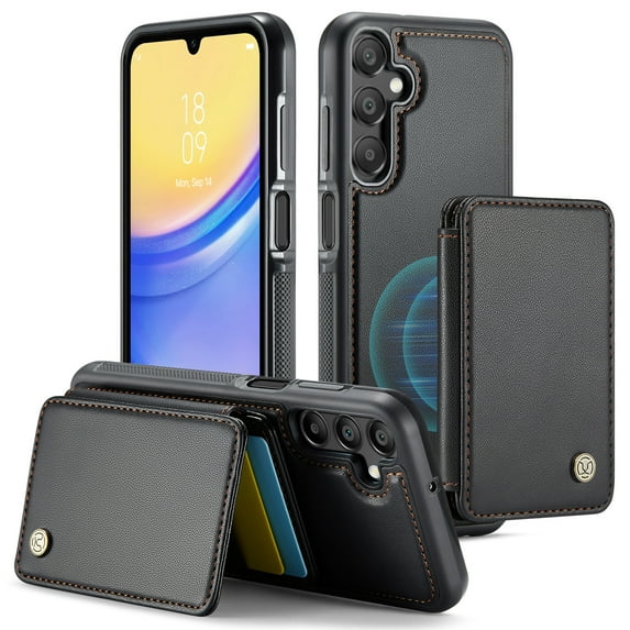 TECH CIRCLE for Samsung Galaxy S24 Case 6.2", PU Leather Back Cover Case with A Removable Magnetic Wallet with Stand Function, RFID Blocking Credit Card Holder Slots, Lightweight Slim Case, Black