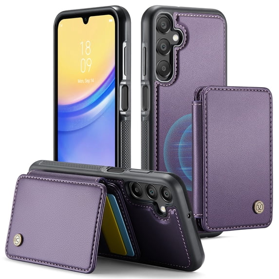 TECH CIRCLE for Samsung Galaxy S24 Case 6.2", PU Leather Back Cover Case with A Removable Magnetic Wallet with Stand Function, RFID Blocking Credit Card Holder Slots, Lightweight Slim Case, Purple