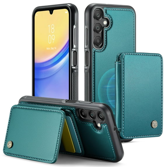 TECH CIRCLE for Samsung Galaxy S24 Case 6.2", PU Leather Back Cover Case with A Removable Magnetic Wallet with Stand Function, RFID Blocking Credit Card Holder Slots, Lightweight Slim Case, Green