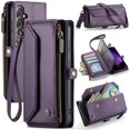 thumbnail image 1 of TECH CIRCLE for Samsung Galaxy S24 FE Wallet Case with Zipper Card Holder & Crossbody Lanyard Strap & Wrist Strap, RFID Blocking PU Leather Magnetic Flip Handbag Purse Cover,Purple, 1 of 12