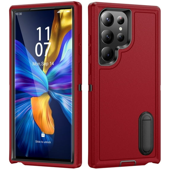 TECH CIRCLE for Samsung Galaxy S24 Ultra Case, Anti-Drop Hybrid Heavy Duty Protective Phone Cover Shockproof Rugged Military Bumper Tough Kickstand Cover for Samsung Galaxy S24 Ultra 2024,Red