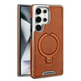 thumbnail image 1 of TECH CIRCLE for Samsung Galaxy S24 Ultra PU Leather Case, Magnetic Ring Kickstand Back Cover, Flexible PC+TPU Anti-Scratch, Anti-Fingerprint, Shock-Absorbent Protective Basic Case Cover,Brown, 1 of 8