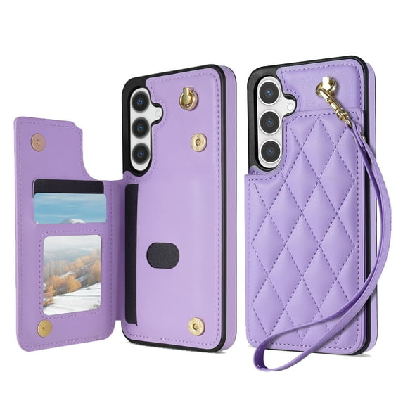 TECH CIRCLE for Samsung Galaxy S25 Flip Wallet Case with 3 Card Holders Slots, RFID Blocking, Kickstand Function, PU Leather Shell Protective Lightweight Case for 2025 Model Galaxy S25 (6.2"), Purple