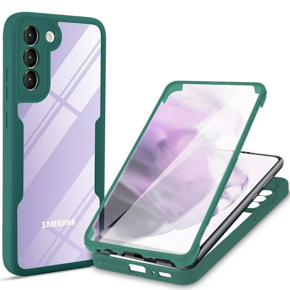 TECH CIRCLE for Samsung Galaxy S25 Ultra Clear Case with Screen Protector, [Transparent Anti-Yellowing] Full Body Shockproof Protection Soft TPU Bumper Rugged Phone Cover,Darkgreen