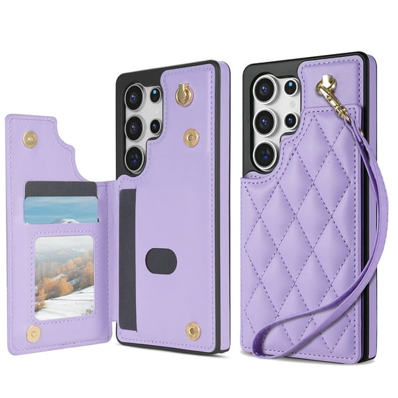TECH CIRCLE for Samsung Galaxy S25 Ultra Flip Wallet Case with 3 Card Slots, RFID Blocking, Kickstand Function, PU Leather Shell Protective Case for 2025 Model Galaxy S25 Ultra (6.8"), Purple