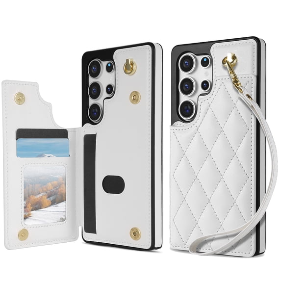TECH CIRCLE for Samsung Galaxy S25 Ultra Flip Wallet Case with 3 Card Slots, RFID Blocking, Kickstand Function, PU Leather Shell Protective Case for 2025 Model Galaxy S25 Ultra (6.8"), White