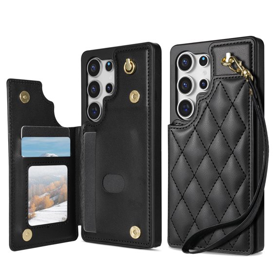 TECH CIRCLE for Samsung Galaxy S25 Ultra Flip Wallet Case with 3 Card Slots, RFID Blocking, Kickstand Function, PU Leather Shell Protective Case for 2025 Model Galaxy S25 Ultra (6.8"), Black