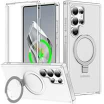 TECH CIRCLE for Samsung Galaxy S25 Ultra Hybrid Slim Frosted Case with Magnetic Ring Stand, Compatible with Mag-Safe, 2 in 1 Translucent Matte Full Shockproof Anti Scratch Protective Cover,Clear