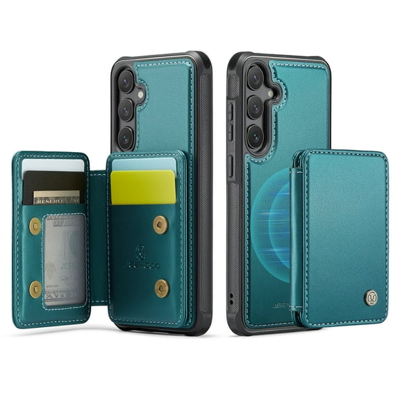 TECH CIRCLE for Samsung Galaxy S25 Wallet Phone Case 6.2" 2025 Model, PU Leather Protective Lightweight Cover with Removable RFID Blocking Magnetic Flip Wallet, Magnetic Clasp, 4 Card Slots, Green