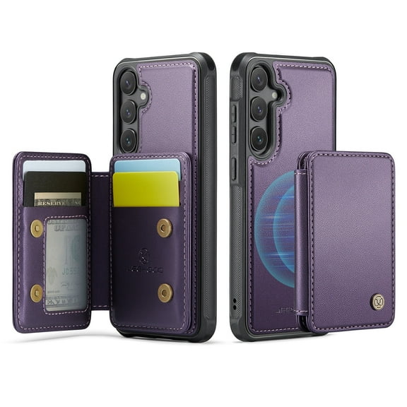 TECH CIRCLE for Samsung Galaxy S25 Wallet Phone Case 6.2" 2025 Model, PU Leather Protective Lightweight Cover with Removable RFID Blocking Magnetic Flip Wallet, Magnetic Clasp, 4 Card Slots, Purple