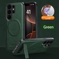 thumbnail image 1 of TECH CIRCLE for Samsung Galaxy S26+ PC+TPU Case with Magnetic Metal Adjustable Ring Kickstand Compatible with MagSafe Shockproof Protection PU Leather Cover,Green, 1 of 7