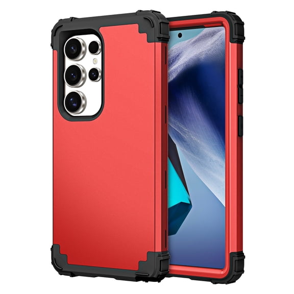 TECH CIRCLE for Samsung Galaxy S8 Slim Soft Rubber Armor Case,Three Layer Heavy Duty Shockproof Protection Hard Plastic Bumper + Soft Silicone Rubber Hybrid Protective Cover,Red