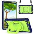 thumbnail image 1 of TECH CIRCLE Samsung Galaxy Tab A7 Lite Case 2021 with Soft HD Screen Protector, Shockproof Rugged Cover 360 Rotating Ring Stand Shoulder Strap Handle Case for Galaxy Tab A7 Lite 8.7 inch, Navy/Green, 1 of 8