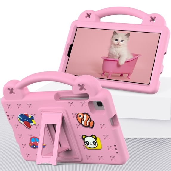 TECH CIRCLE for Samsung Galaxy Tab A7 Lite Case, Kids Friendly DIY Lightweight EVA Shockproof Handle Case with Built-in Kickstand for Samsung T220 T225 T227, Pink