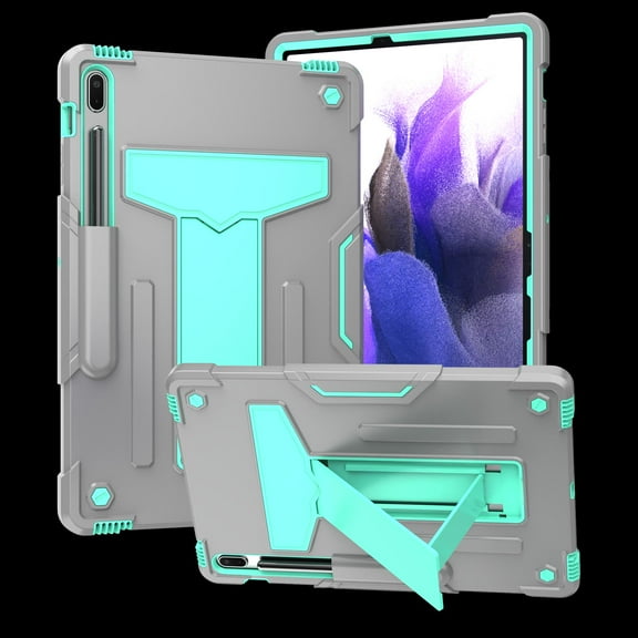 TECH CIRCLE for Samsung Galaxy Tab S8 Plus/Tab S7 FE/S7+ Case [SM-X800/X806/T730/T736B/T970]-12.4 inch Tablet Case for Kids Shockproof Case for Samsung Tab S8+ 2022/S7 FE 2021/S7 Plus 2020,Gray+Mint