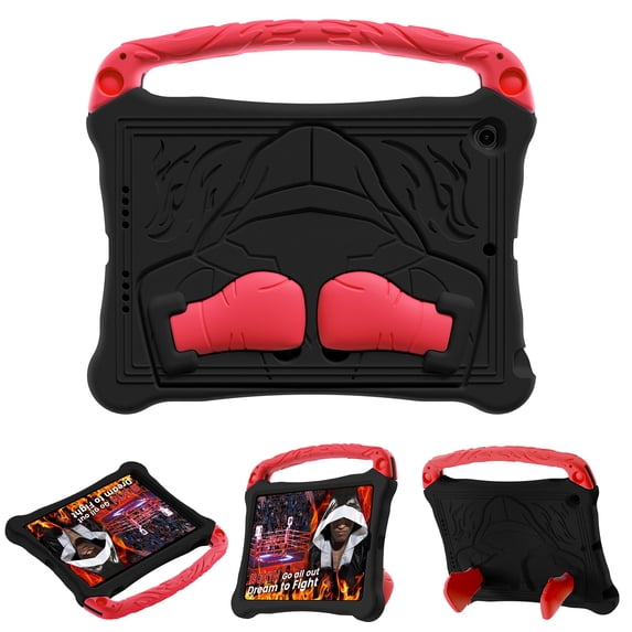 TECH CIRCLE for Samsung Galaxy Tab S9 FE 10.9", Galaxy Tab S9/S8/S7 Case 11", Cute Boxing Shockproof Hard Case with Handle/Kickstand/Shoulder Strap, Protective Lightweight Kids-Friendly Cover, Black