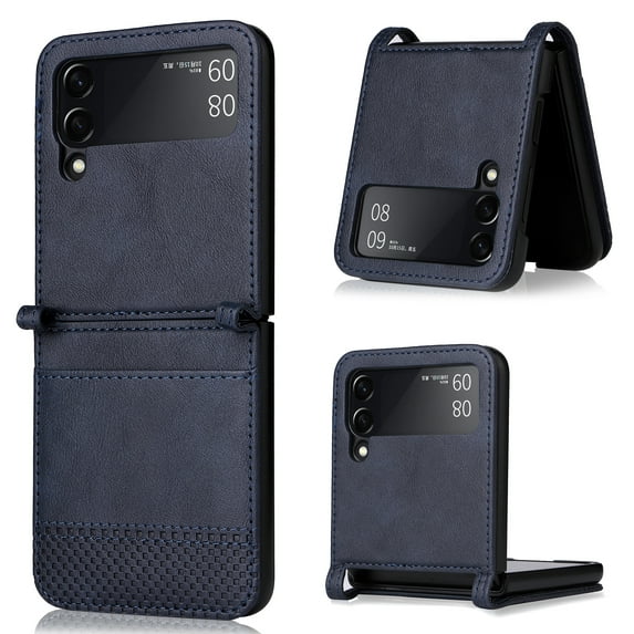 TECH CIRCLE for Samsung Galaxy Z Flip 3 5G Case, Durable PU Leather Card Holder Shockproof Protective Ultra Thin Style Wallet Case for Samsung Galaxy Z Flip 3 6.7 INCH, Darkblue