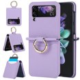 thumbnail image 1 of TECH CIRCLE for Samsung Galaxy Z Flip 3 Case with Card Slot Ring Holder,Premium PU Leather Back Cover All-Round Protection Protective Phone Case for Galaxy Z Flip 3 5G 6.7 inch 2021,Purple, 1 of 7