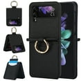 thumbnail image 1 of TECH CIRCLE for Samsung Galaxy Z Flip 3 Case with Card Slot Ring Holder,Premium PU Leather Back Cover All-Round Protection Protective Phone Case for Galaxy Z Flip 3 5G 6.7 inch 2021,Black, 1 of 6