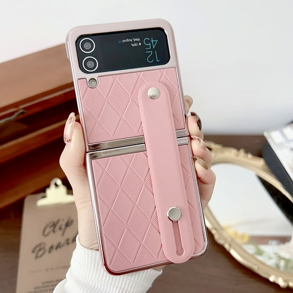 TECH CIRCLE for Samsung Galaxy Z Flip 3 Case, Thin Slim Fit Wireless Charging Anti-Scratch Shockproof Drop Protection Women Girls Case with Wristband for Samsung Galaxy Z Flip 3 6.7" 2021, Pink