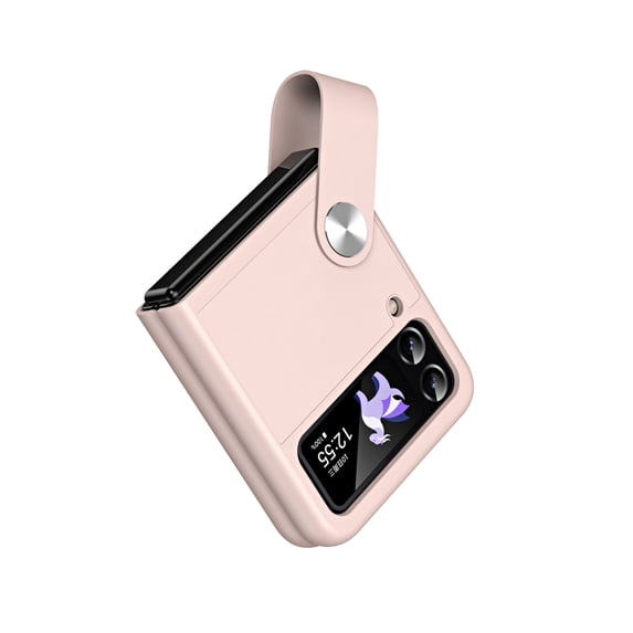 TECH CIRCLE for Samsung Galaxy Z Flip 4 Case with Ring, PU Leather Slim Fit with Anti Slip Flocking PC Back Cover Heavy Duty Shockproof Protective Kickstand Cover for Galaxy Z Flip 4 6.7" 2022,Pink