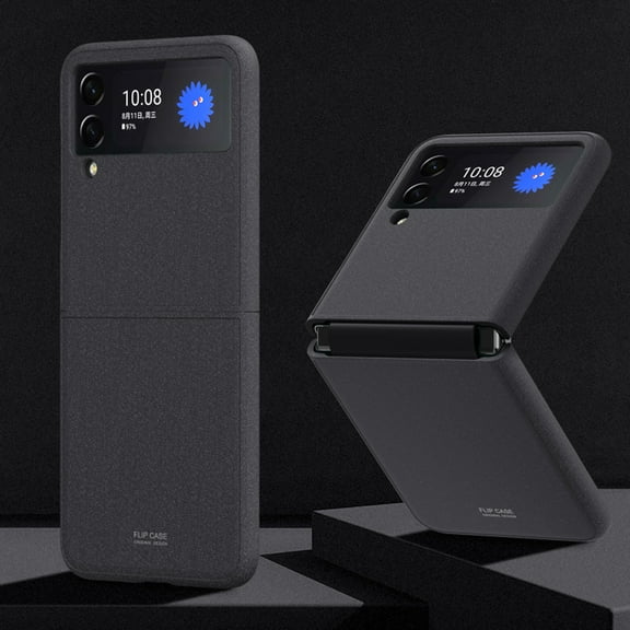 TECH CIRCLE for Samsung Galaxy Z Flip 4 Case, Ultra Thin Slim Fit Matte PC Sliding Hinge Non-Slip Wear-Resistant Shockproof Frosted Protective Phone Case, Black